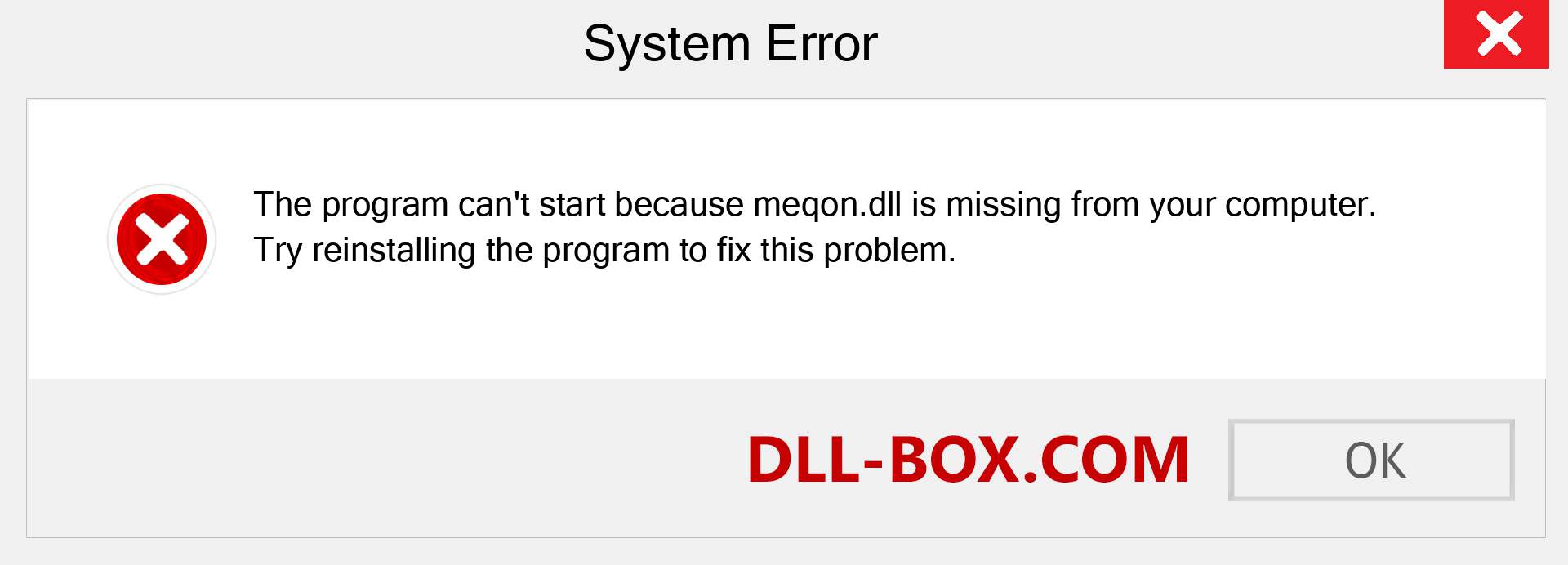  meqon.dll file is missing?. Download for Windows 7, 8, 10 - Fix  meqon dll Missing Error on Windows, photos, images