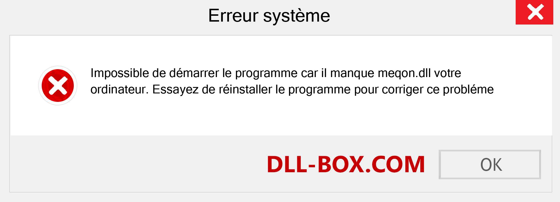 Le fichier meqon.dll est manquant ?. Télécharger pour Windows 7, 8, 10 - Correction de l'erreur manquante meqon dll sur Windows, photos, images